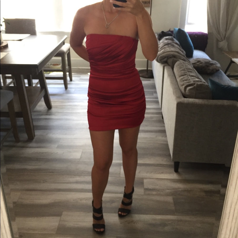 Red Satin Mini Dress